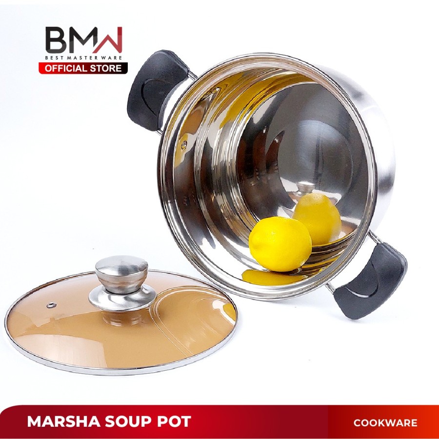 Panci Milk Pot marsha Tutup Kaca Tebal 24 cm - Stainless Steel