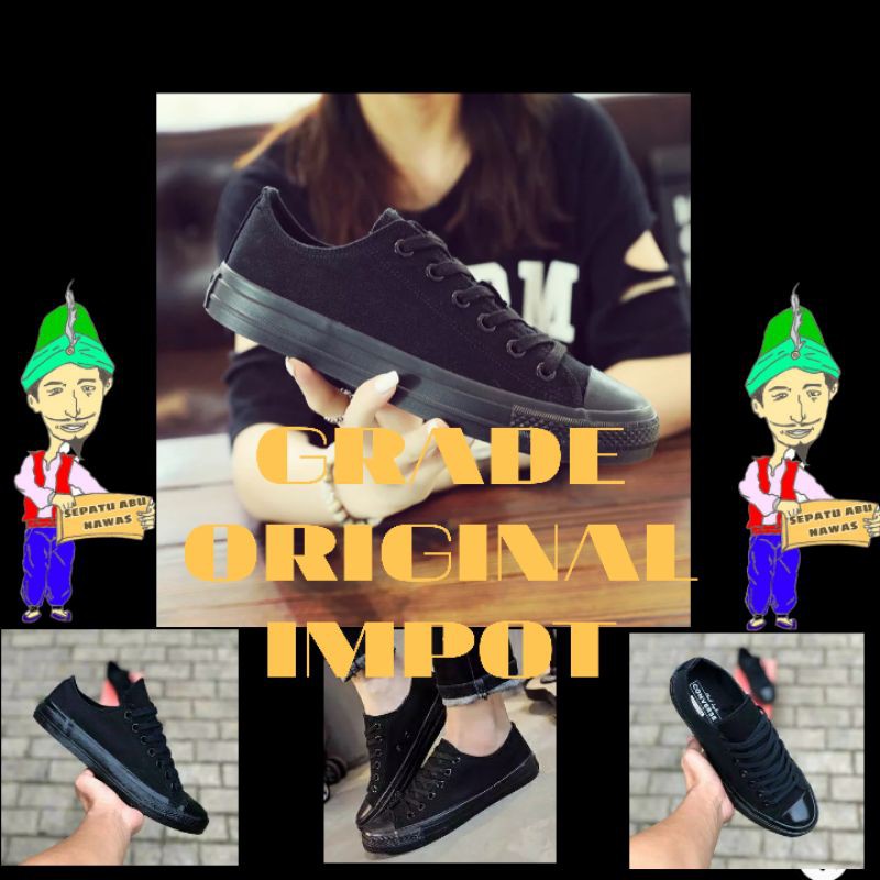 GRADE ORIGINAL CONVERSE ALL STAR70S LOW FULL BLACK SEPATU HITAM PRIA OROGINAL FLEKSIBEL MODIS IMPORT