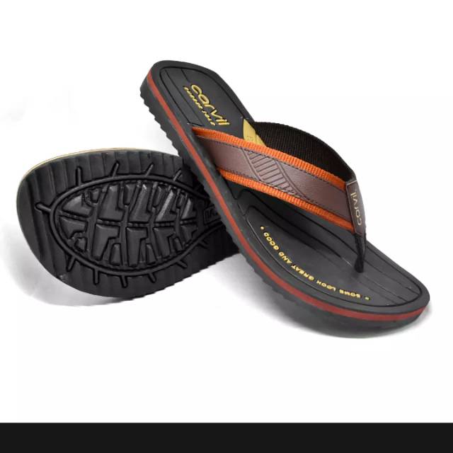  Sandal  jepit  pria  casual carvil  new emw 01 black brown 