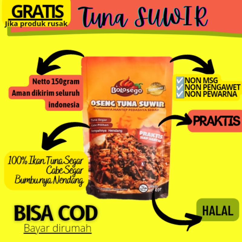 

PROMO GRAND OPENING & BERGARANSI ! 150 GRAM TUNA SUIR PEDAS BUMBU NENDANG TIDAK AMIS LAUK SIAP SAJI PEDAS NAGIH ENAK MURAH