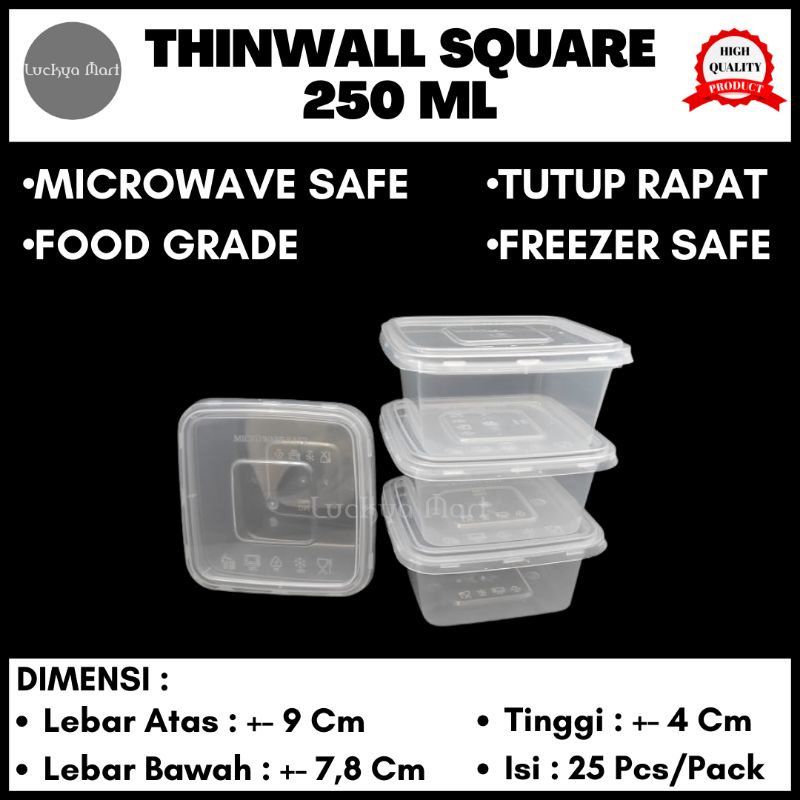 [25 Pcs] Thinwall 250 ml kotak square / Food Container / Kotak Makan 250 ml SQ / Thinwall 250ml kota