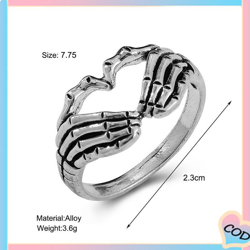 COD❤️ Baru Kreatif Retro Fashion Pria Fashion Wanita Kepribadian Mendominasi Korea Perhiasan Perhiasan Neraka Hantu Jari Cincin-A.one