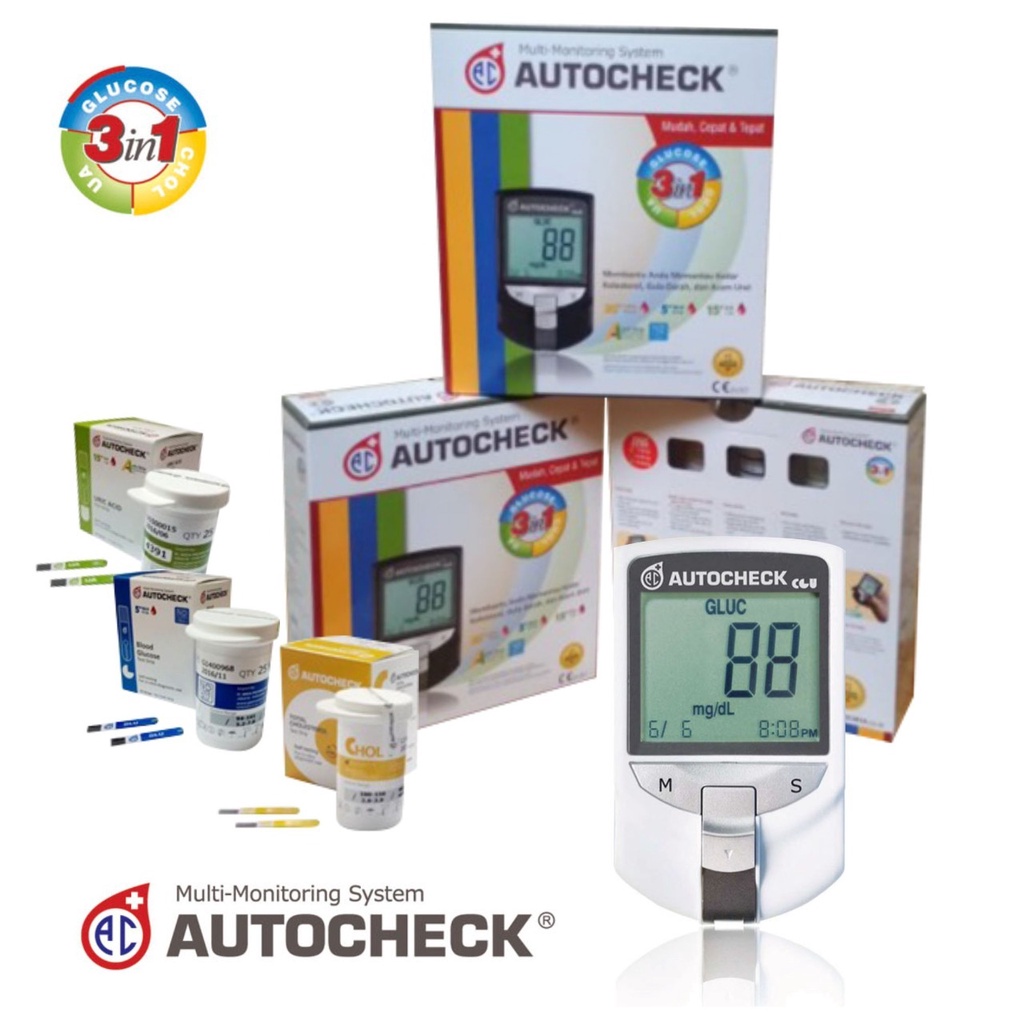 Alat Cek Gula Darah Asam Urat Kolesterol Autocheck 3 in 1 OJ2