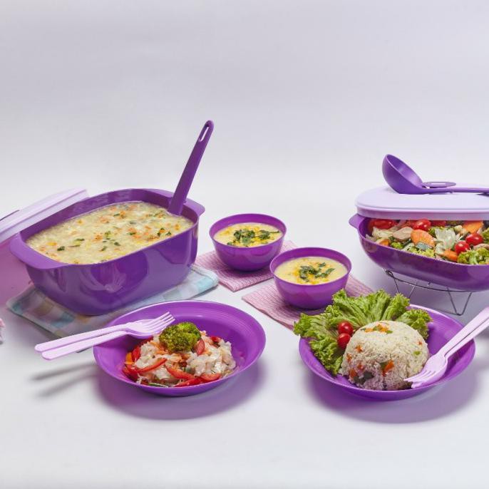 Prasmanan Jasmine Serving Set 8 Wadah Sayur Piring Dan Mangkok - Tosca