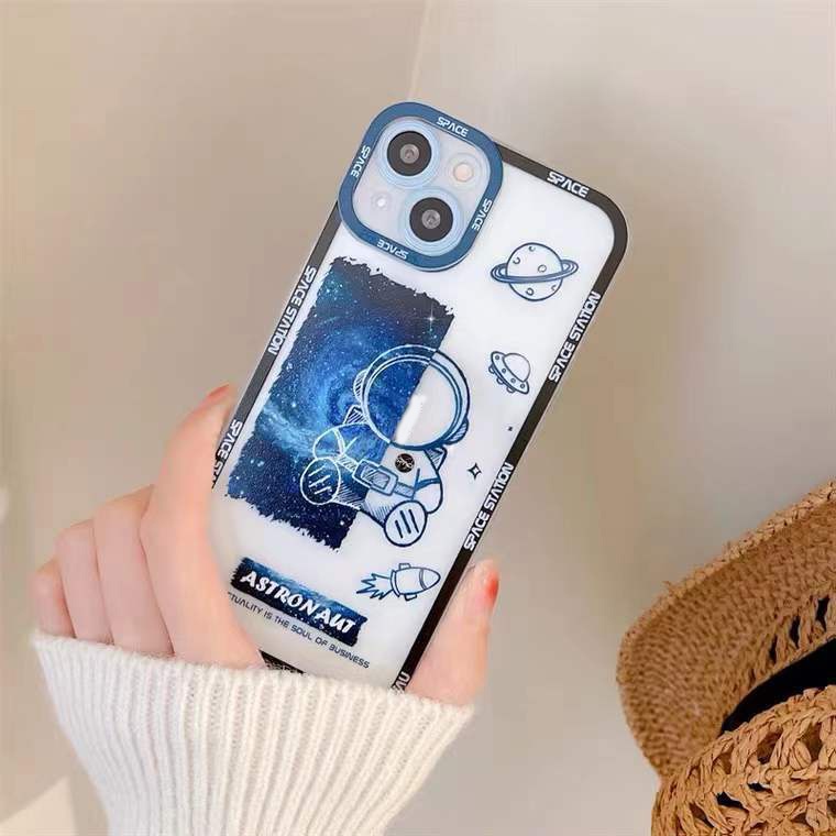 Soft Case TPU Transparan Motif Astronot Untuk Iphone 13 12 Mini 11 Pro X XR XS Max SE 2020 6 6S 7 8 Plus