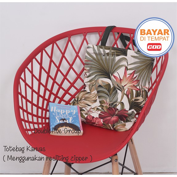 TOTE BAG WANITA TOTE BAG PRIA CANVAS MOTIF GOOD QUALITY WITH RESLETING KODE - 011