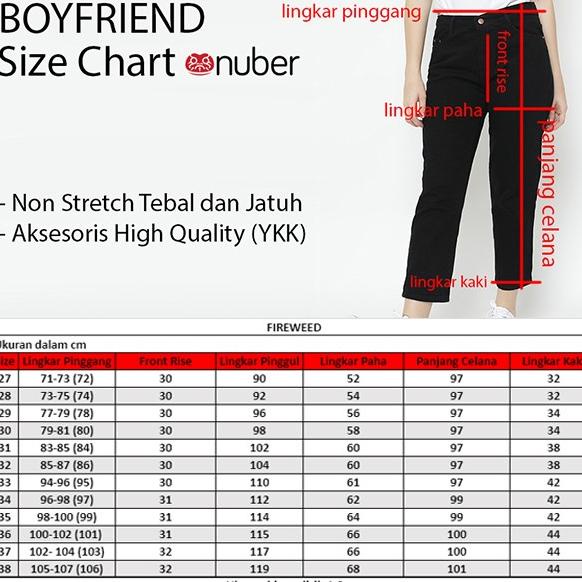 Nuber Celana Panjang Wanita Jeans Boyfriend Snow Putih - Fireweed