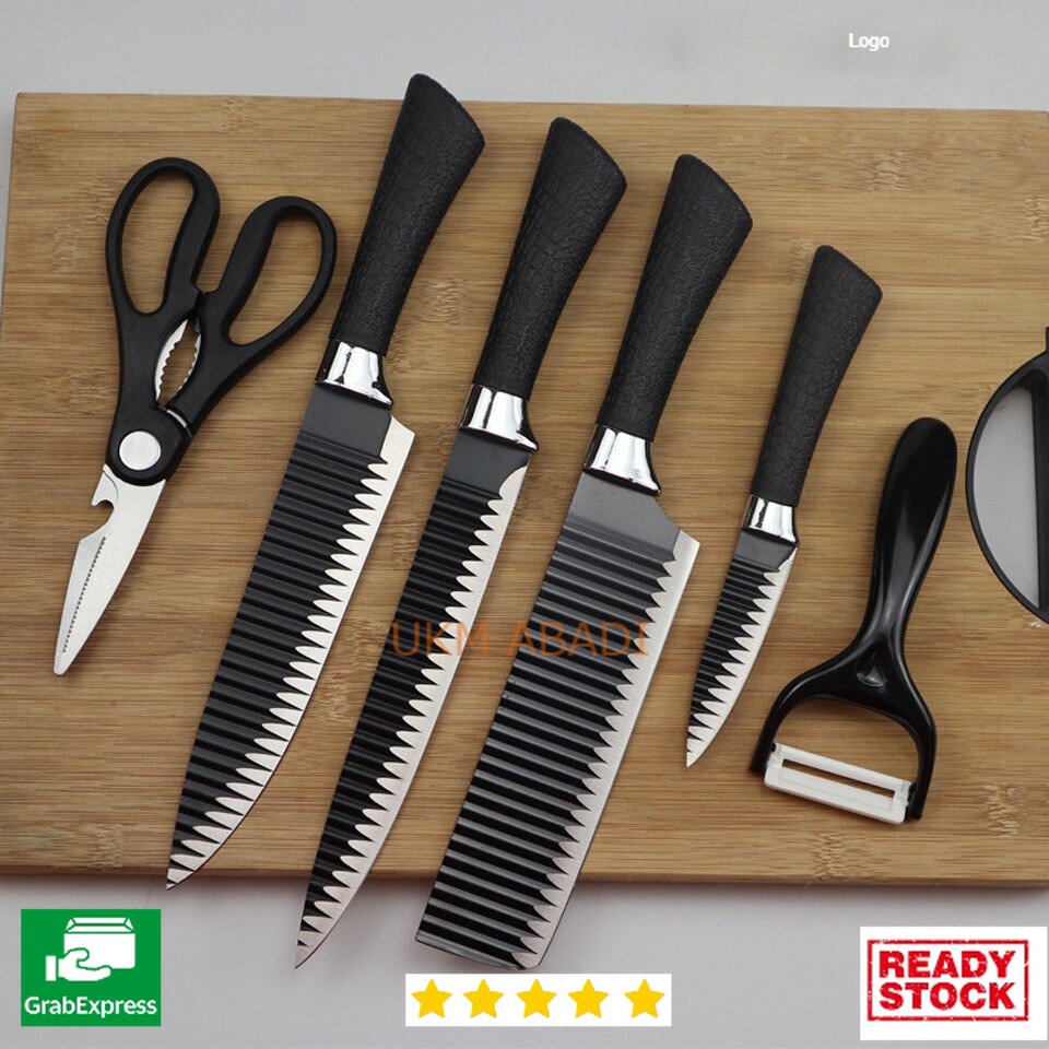 Set Pisau Dapur 6 in 1 Gunting Peeler Pengupas Buah ER 0279