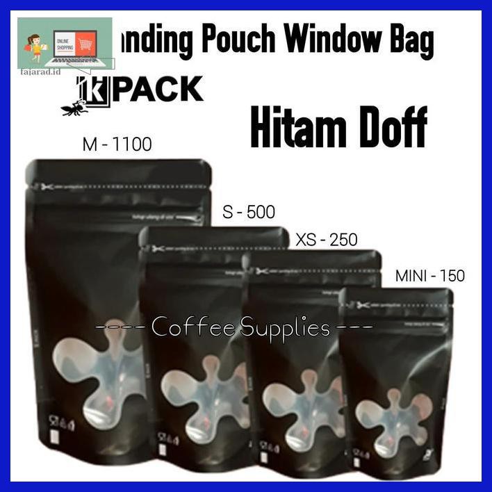D5Gt6R6- Standing Pouch Window Bag Mini 9X15 150G Kemasan Sample Kantong Kpack - Hitam 57Ti800U-