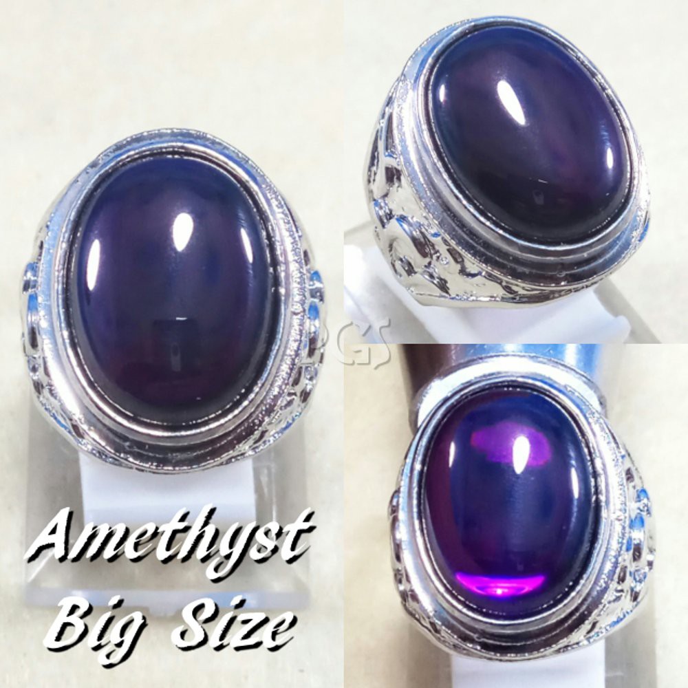 CINCIN BATU AKIK PERMATA AMETHYST BIG SIZE MEWAH DAN TERMURAH