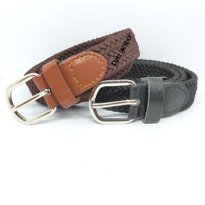 Ikat Pinggang Wanita Karet Textan Gesper Cewe Rajut