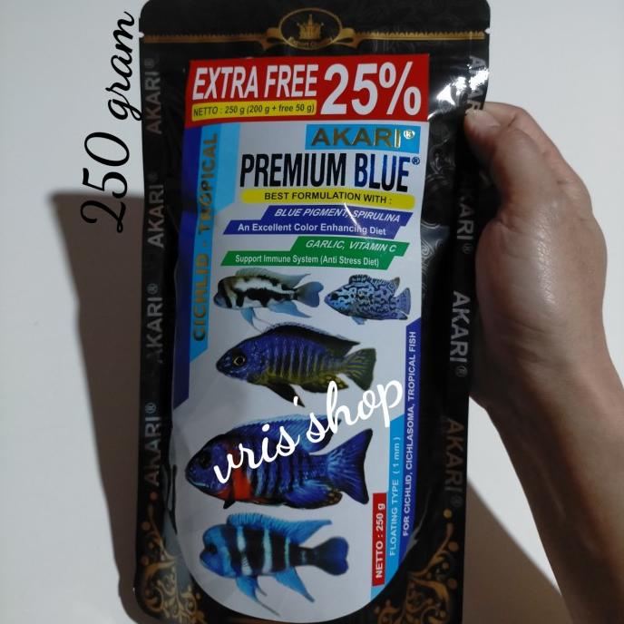 Akari premium blue ciklid 250 gram pakan ikan ciklid