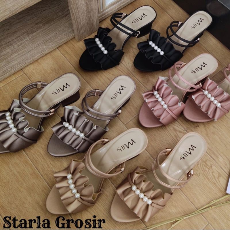 SENDAL HEELS TALI MUTIARA (HAK TAHU)