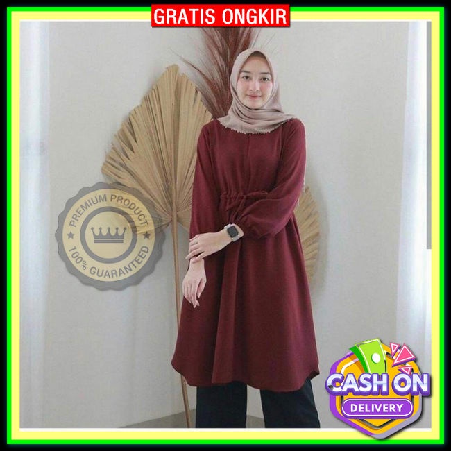 Baju Atasan Tunik Lucu Unik Wanita Remaja Dewasa Muslimah Mewah Simpel Unik Busui Friendly Lengan Pa