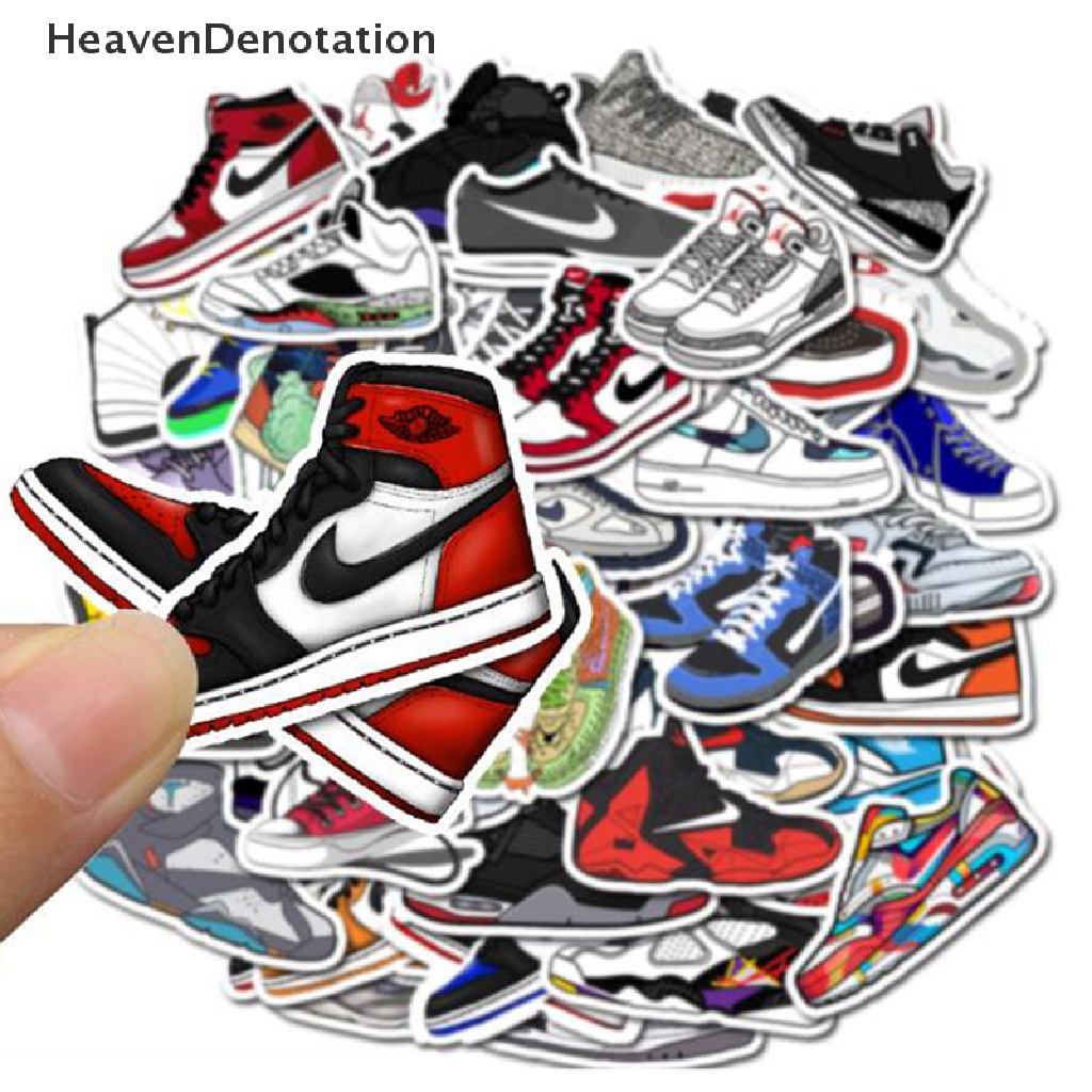 (Heavendenotation) 50pcs Stiker Sepatu Sneakers Jordan Anti Air Untuk Laptop / Skateboard / Koper