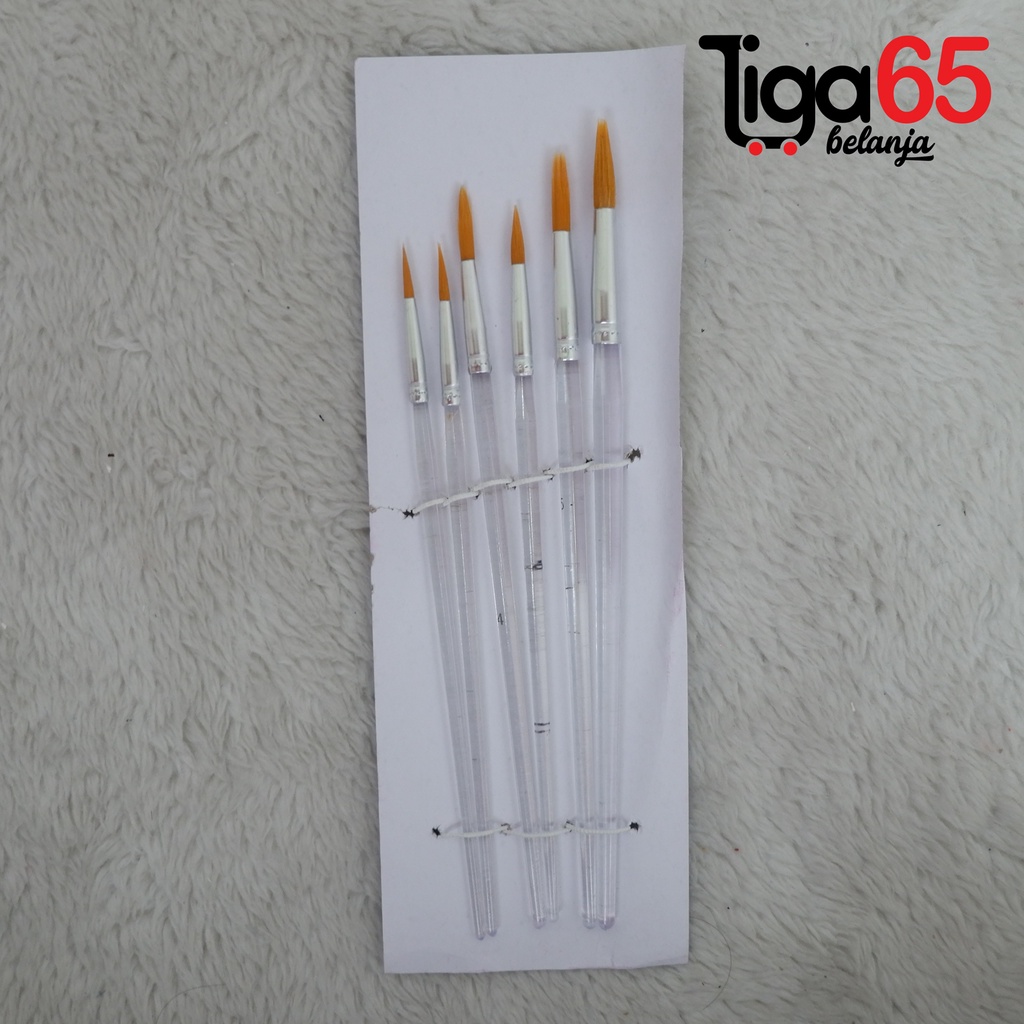 365 KUAS B-2 #40248 (6PCS/SET) Set Kuas Lukis / Brush / Kuas Cat Transparan