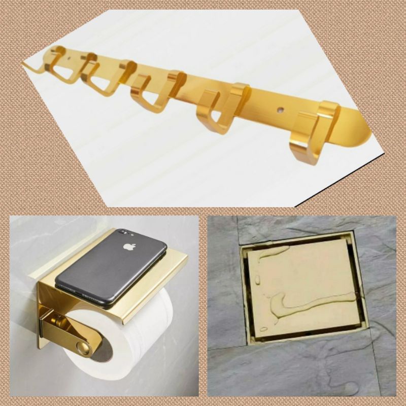 Paket Aksesoris Kamar Mandi gold