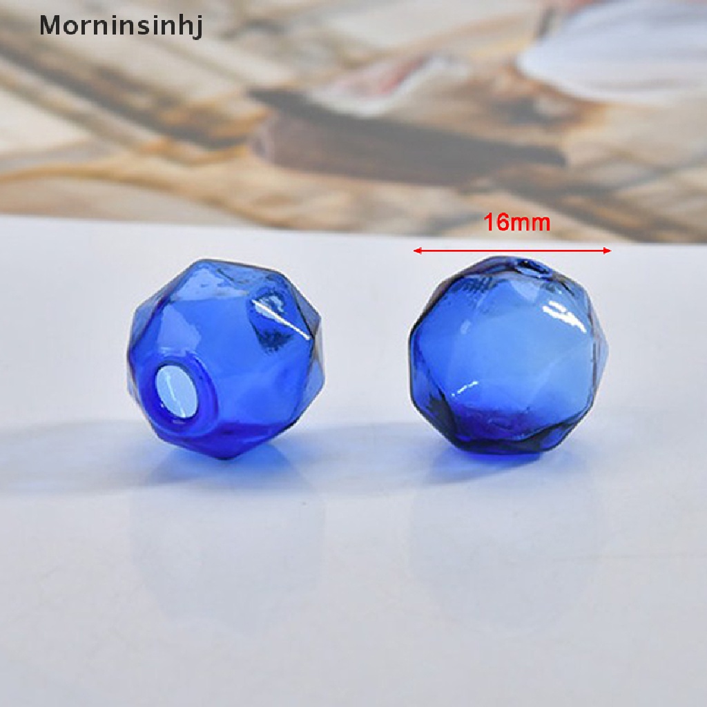 Mornin 1pcs Double Hole 16mm Diamond Glass Ball Globe Beads Botol Kaca Berongga id