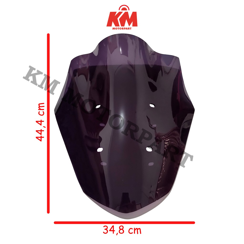 Visor Windshield Lexi Variasi Jenong Panjang 44,4 cm Tebal 3 mm Bahan Mika Akrilik Hitam Bening