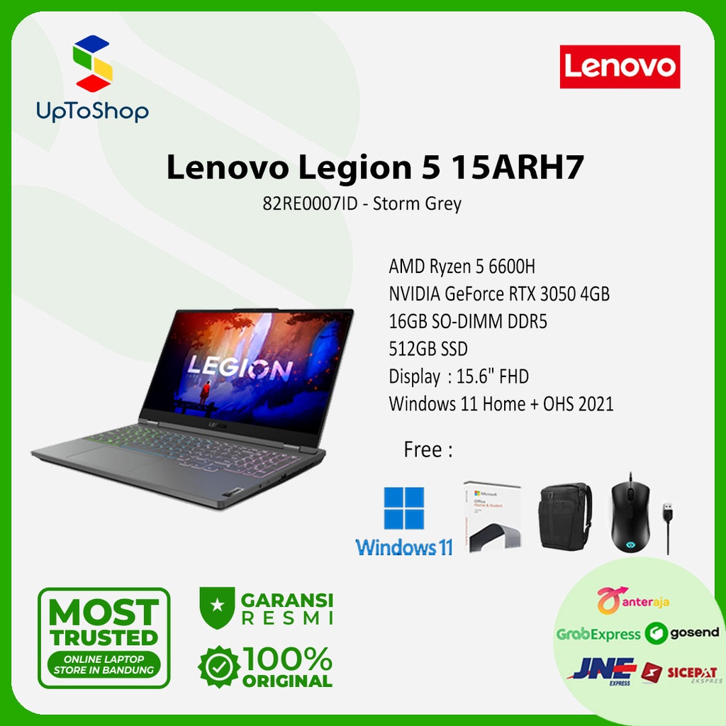 Lenovo Legion 5 15ARH7 07ID Ryzen 5 6600H RTX3050 16GB 512GB W11+OHS21
