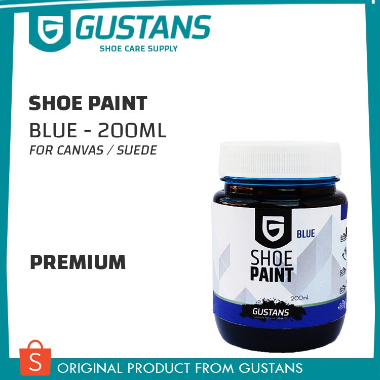 Cat Sepatu Shoe Paint Canvas & Suede Dye Blue Biru - 200mL Gustans Pewarna Sepatu