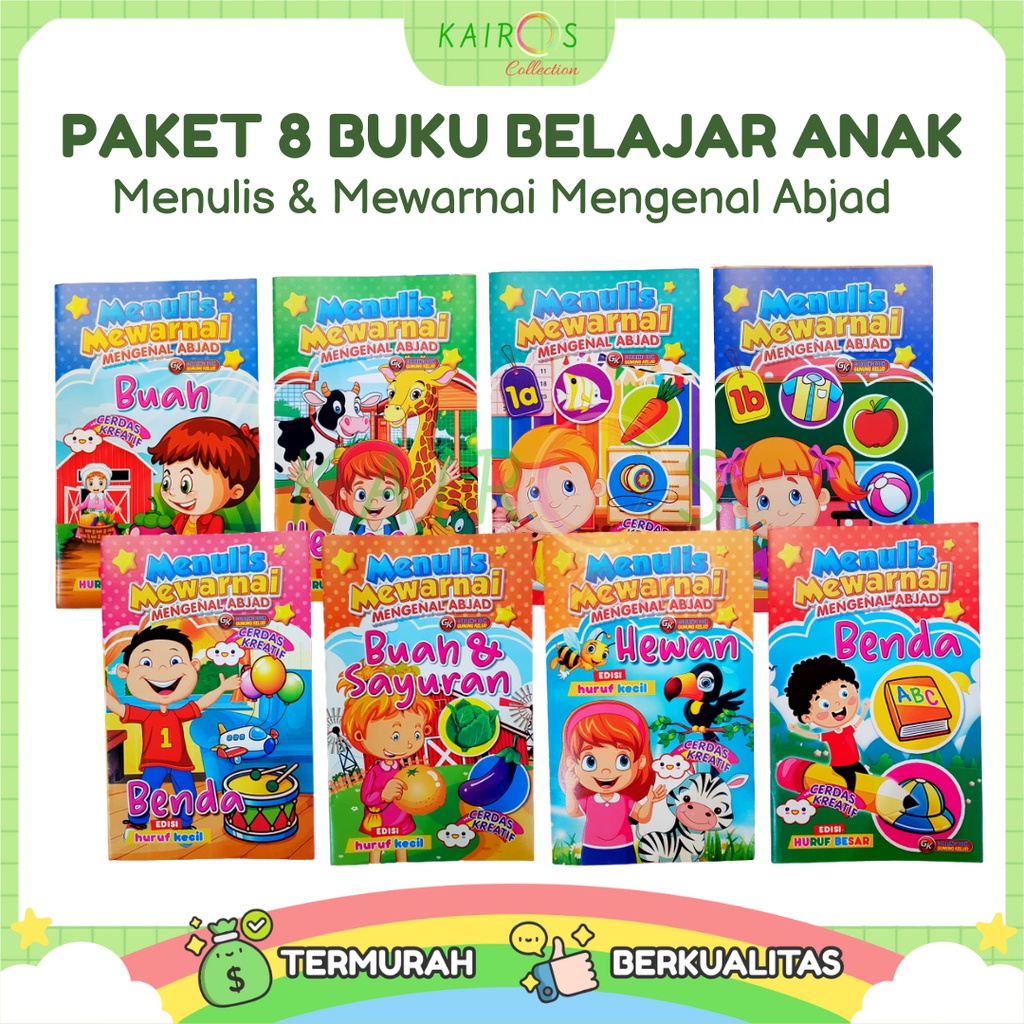 Paket 8 Buku Belajar Anak Menulis &amp; Mewarnai Mengenal Abjad