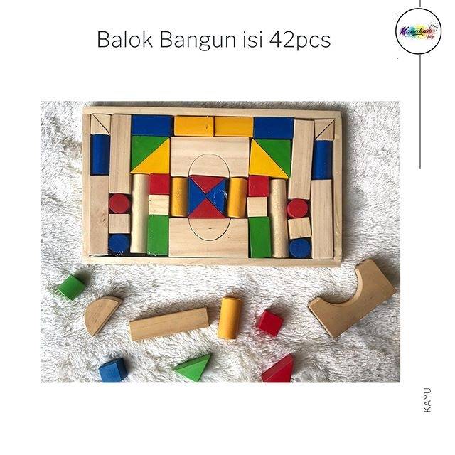 Balok Bangun Isi 42/Balok Kayu Mainan Edukasi Mainan Kayu Lego Block Mainan Kayu