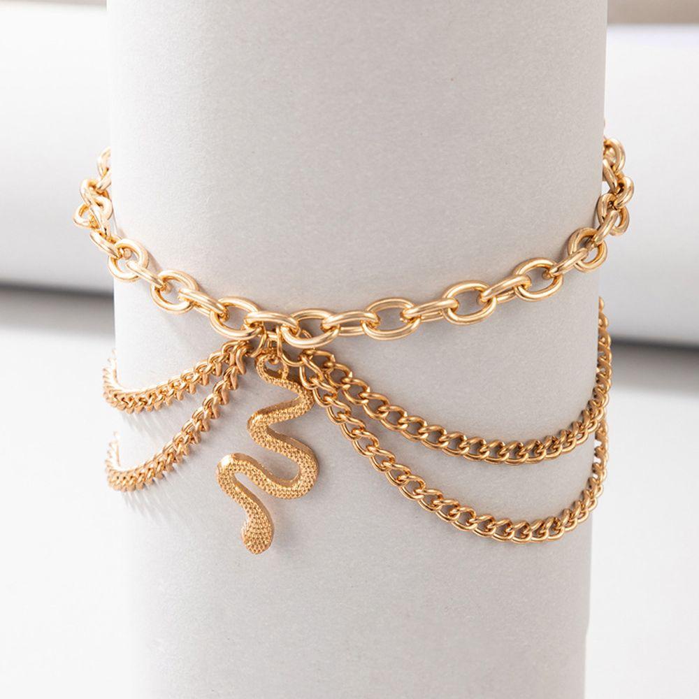 [Elegan] Bohemia Gelang Kaki Minoritas Pesona Ular Liontin Multi-layer Kaki Cincin Kaki Ankle Perhiasan Wanita Perhiasan Aksesoris