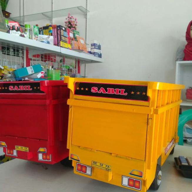 Ready stock mobil truk g kayu miniatur truck mainan mobilan truk g Besar Terbaru
