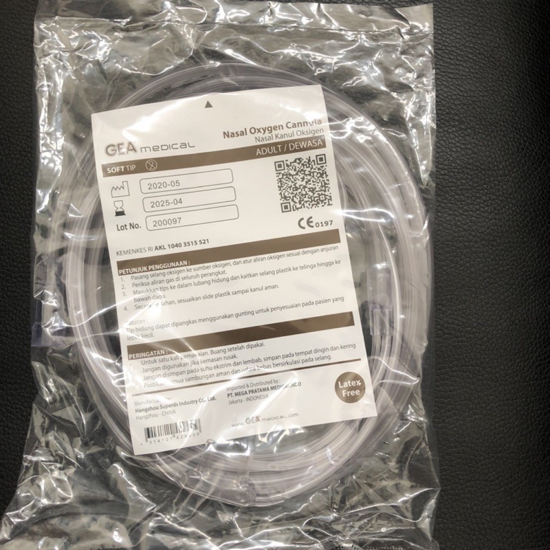 Selang oksigen untuk inhalasi / selang oksigen / selang inhalasi / selang fontaine