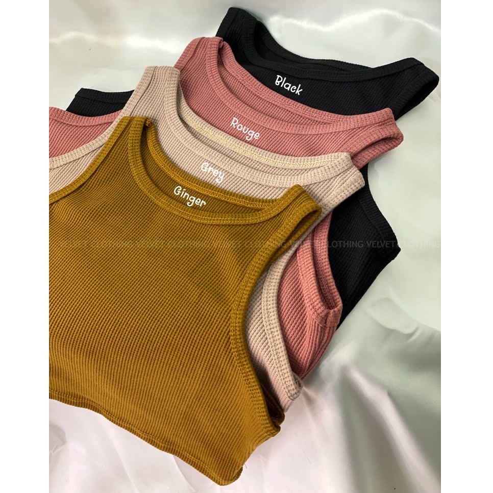 Tanktop wanita polos / tanktop rib knit / Knit crop top / Tank top basic / Tanktop Crop Wanita 3631 WAFFLE