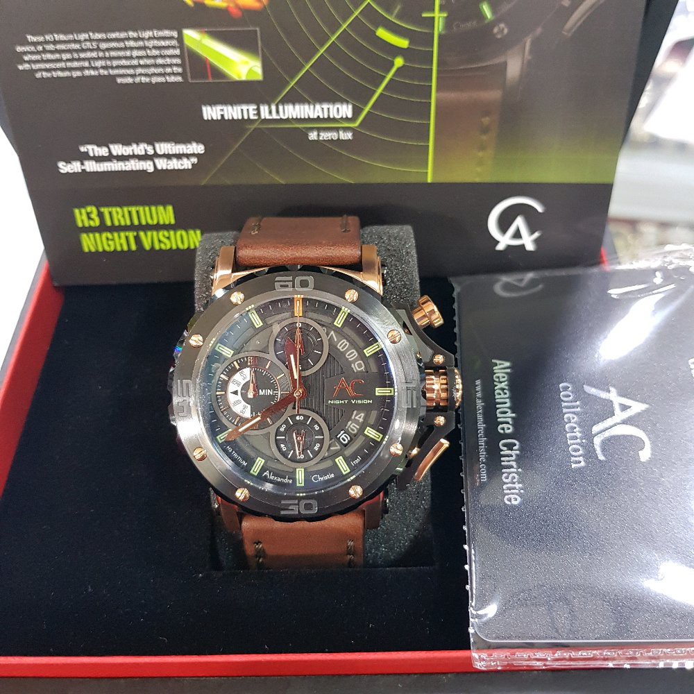 JAM TANGAN ALEXANDRE CHRISTIE WATCH AC 9201 PRIA COLLECTION ROSEGOLD BLACK  ORIGINAL