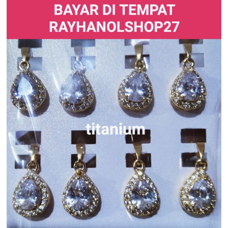 PERHIASAN WANITA LIONTIN TITANIUM MOTIF BATU PERMATA CRISTAL TERSEDIA WARNA MERAH DAN PUTIH ANTI KARAT