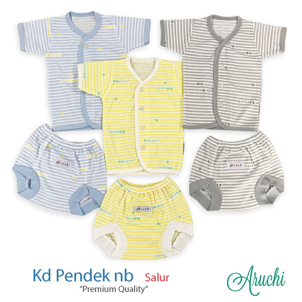 PROMO ARUCHI PREMIUM SETELAN ANAK PIYAMA ANAK SALUR PENDEK NB  S M L ( 3-18 Bulan ) BAJU ANAK BAYI