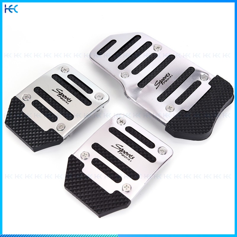 3Pcs / Set Cover Pedal Rem Mobil Transmisi Manual Bahan Aluminum Anti Slip Warna Biru / Merah / Silver