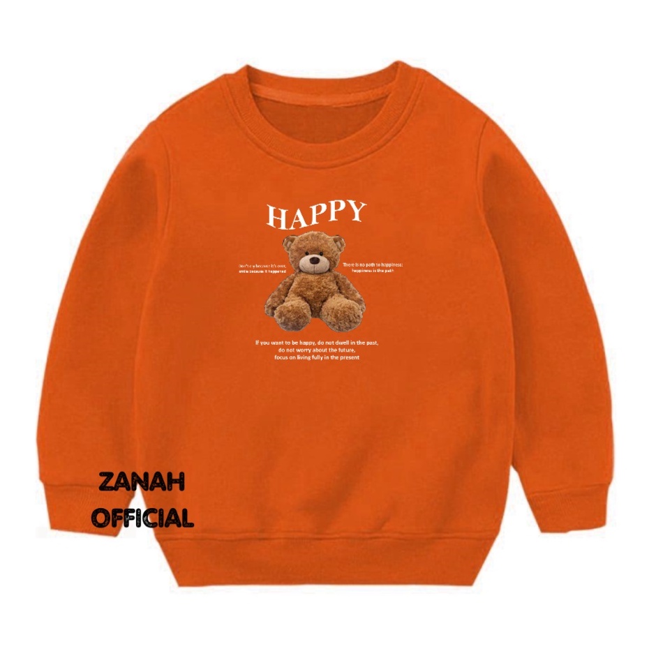 Crewneck Balita Anak Anak 1-5 thn Bahan Pleece Terbaru Motif Happy Bear