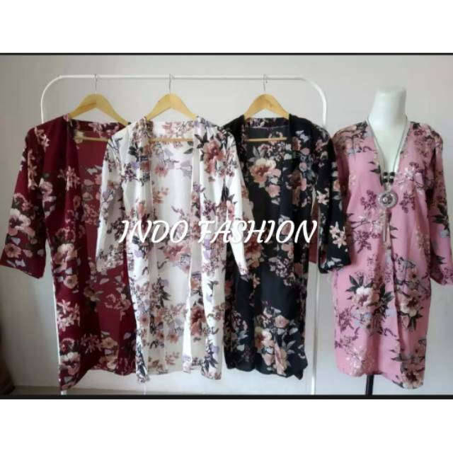 long cardigan alena/rompi wanita motif bunga