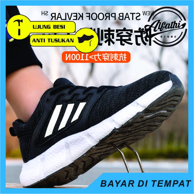 Sepatu Safety Sneakers Sport Mirip Style Adidas Ringan