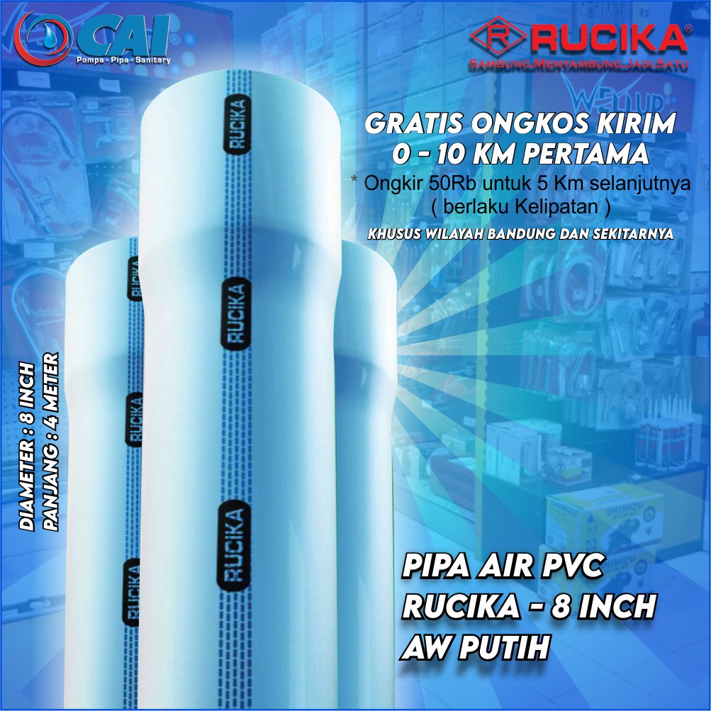 PIPA AIR PVC - RUCIKA - 8 INCH - AW - PUTIH