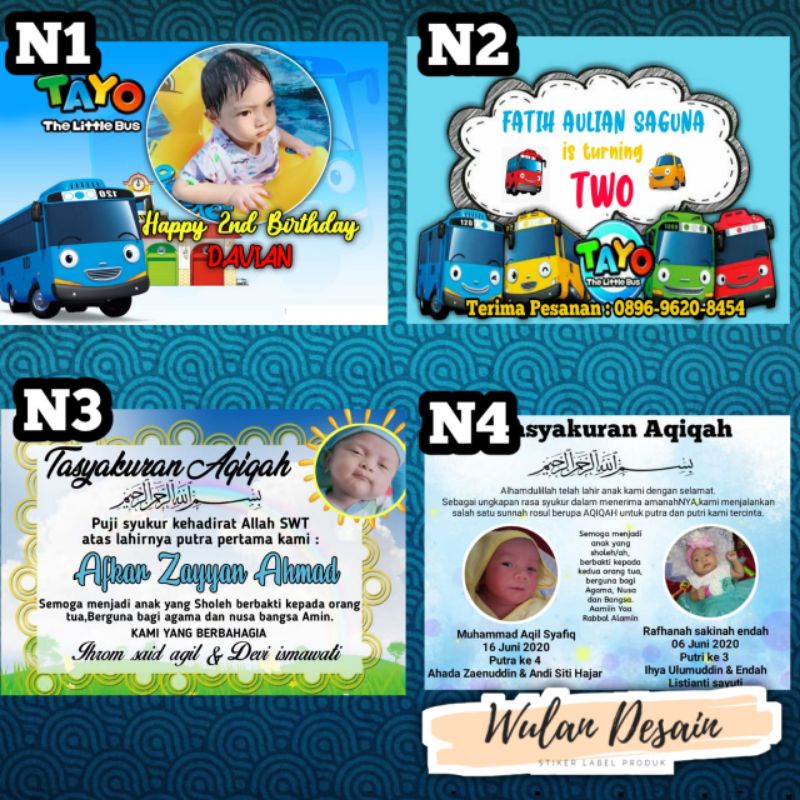 Jasa Desain & Cetak kartu Aqiqah dan stiker label box aqiqahan Bisa COD Termurah