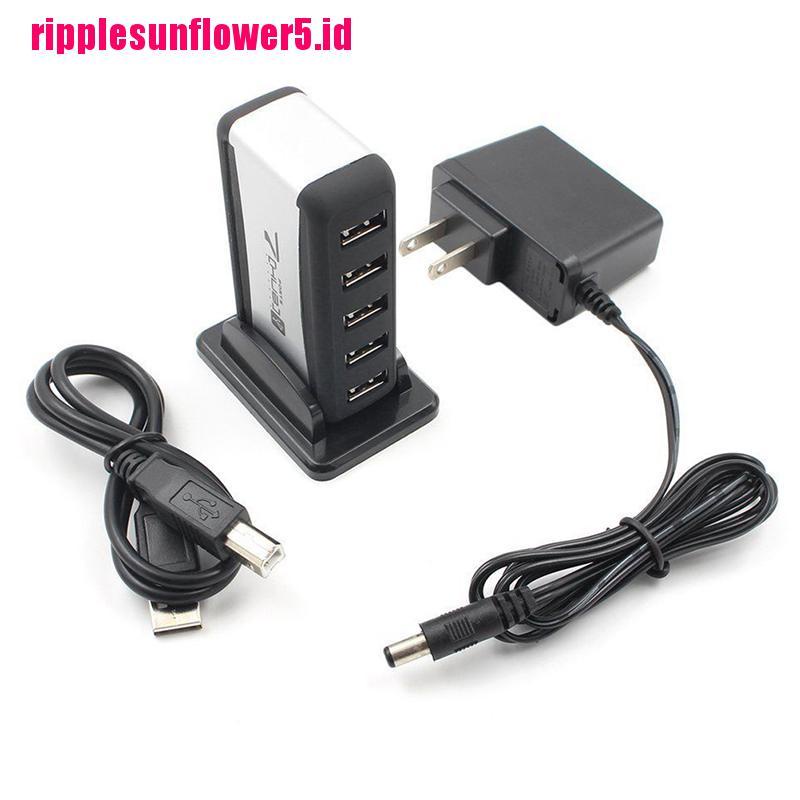 # Kaos T-Shirt Wanita Lengan Pendek Motif Print #Kabel Adapter AC 7 Cabang Usb Kecepatan Tinggi EU / US Plug Untuk PC