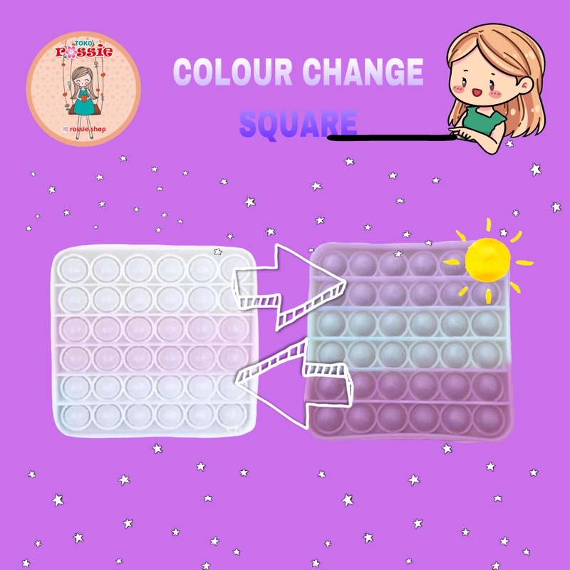 READY!READY! Fidget Pop It Rainbow Lengkap Murah/Mainan Sensorik Pereda Stres/Pop It Viral-Cchange Square