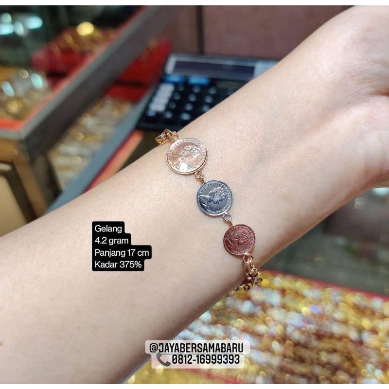 Gelang koin emas 375%