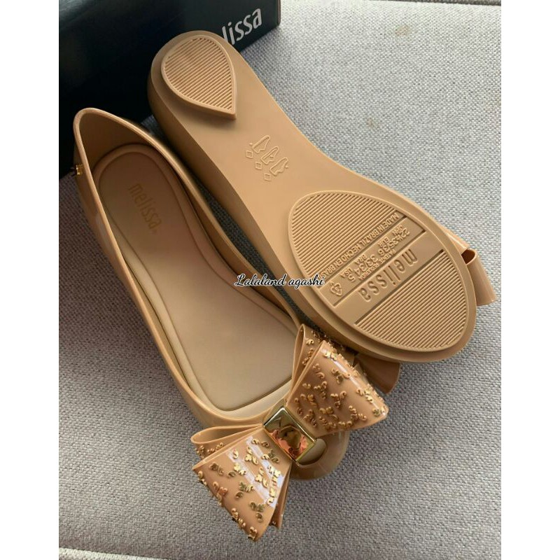 Sepatu Melissa Ultragirl Luxe Bow Ballet Flats KHAKI/ sepatu melissa pita/sepatu melissa cokelat