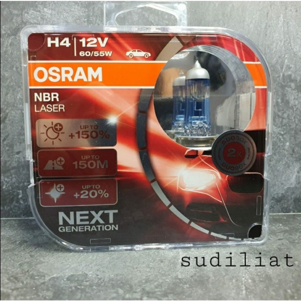 (2 PCS) OSRAM BOHLAM LAMPU HALOGEN PUTIH MOBIL H4 NBR 60/55W 12V WHITE ALL SEASON