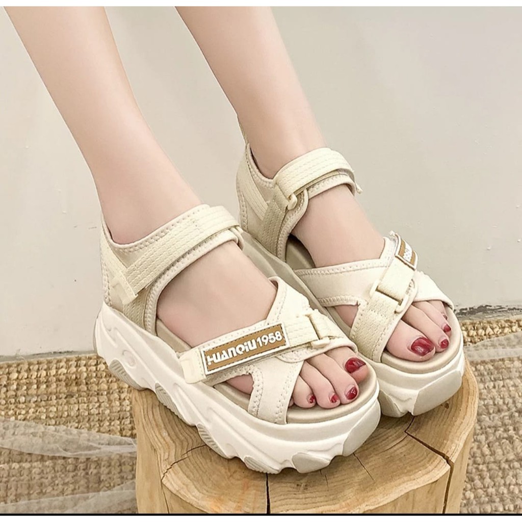 Sandal ELISA Wanita Tali Silang wedges Tinggi WA414