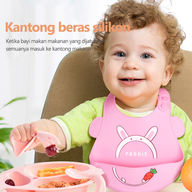 Celemek Makan Bayi/Full Silikon/Celemek Makan Bayi Tebal dan Elastis Bahan Silikon (B254)