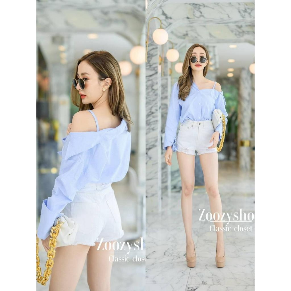 KEMEJA ZOOZY HALF SABRINA FASHION WANITA IMPORT BANGKOK CODE 73