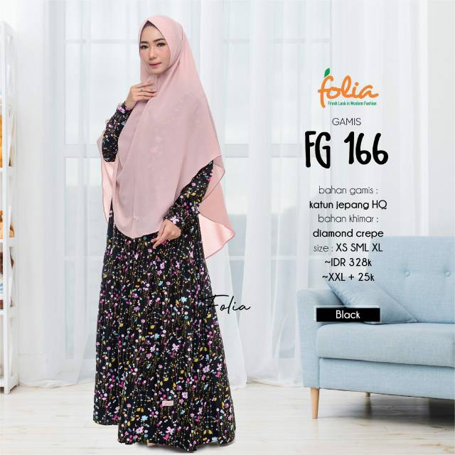 Gamis set Khimar Folia FG 166 katun Jepang HQ