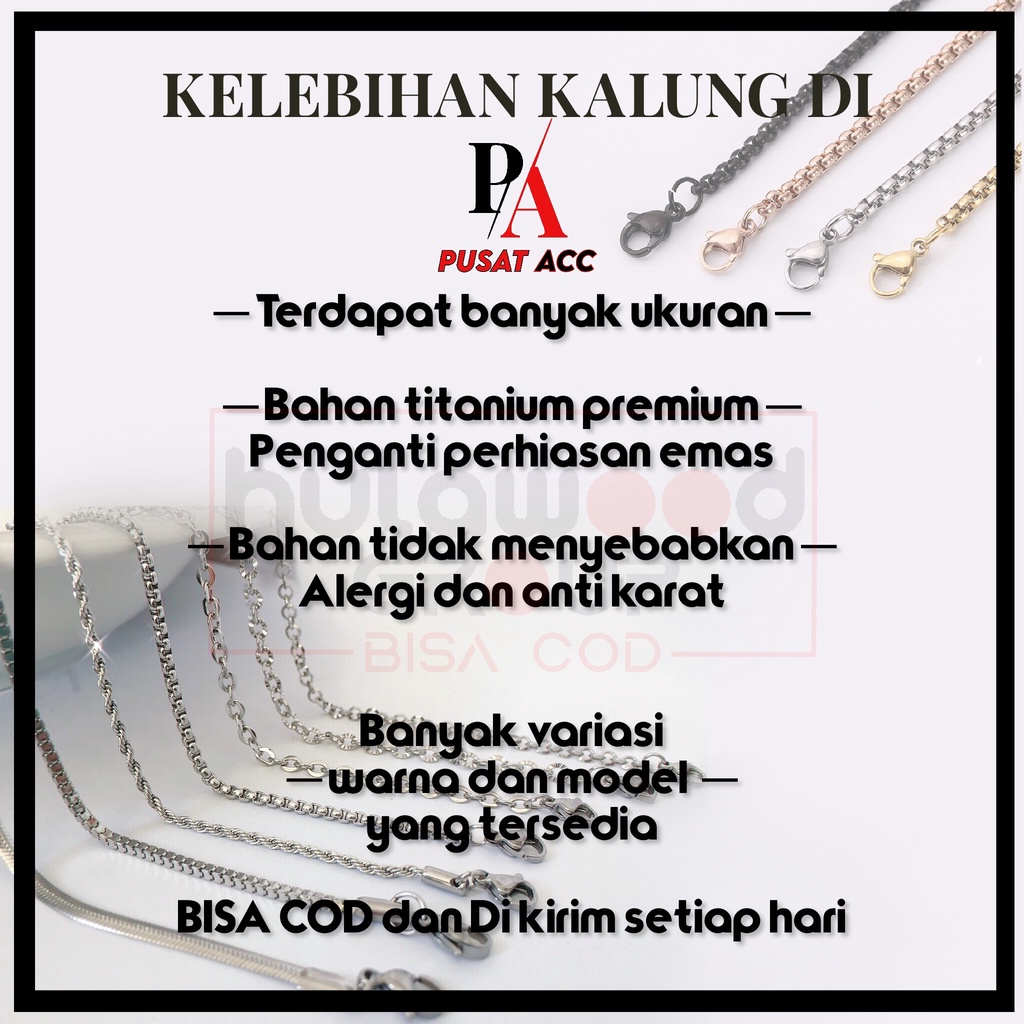 Rantai Kalung MCI Titanium 316L Premium Stainless Anti Karat Pria Wanita [KALUNG ROSEGOLD]